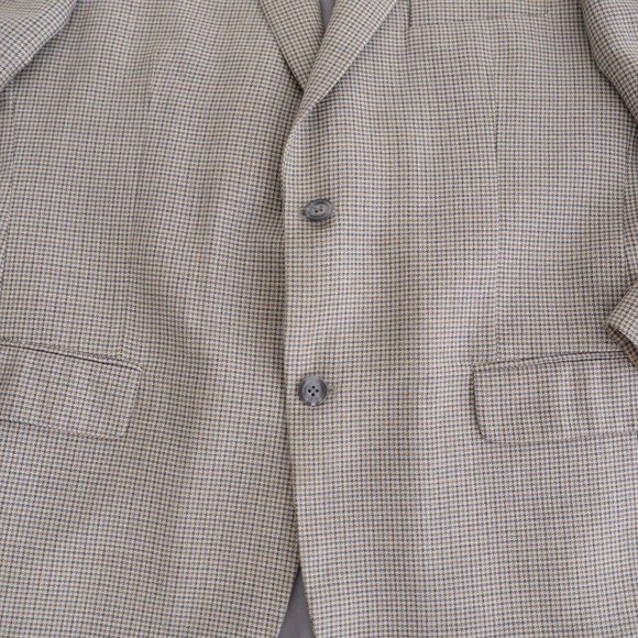 Andrew Fezza  Olive Houndstooth Silk & Wool Blazer Size 42R - Picture 13 of 15